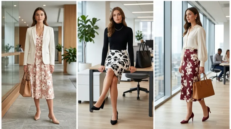 Three women in different outfits are posing for a picture.